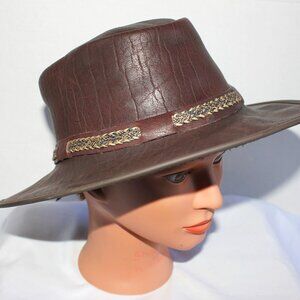Overland Mens Leather Packable Bush Hat Brown Size M - 7 To 7 1/8 Made In USA